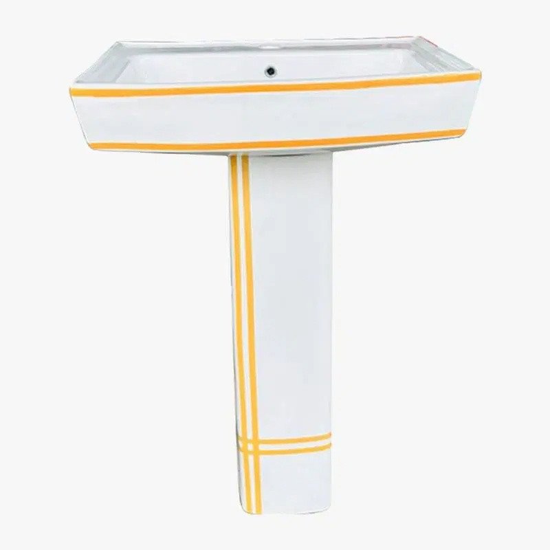 White & Gold Basin with Pedestal