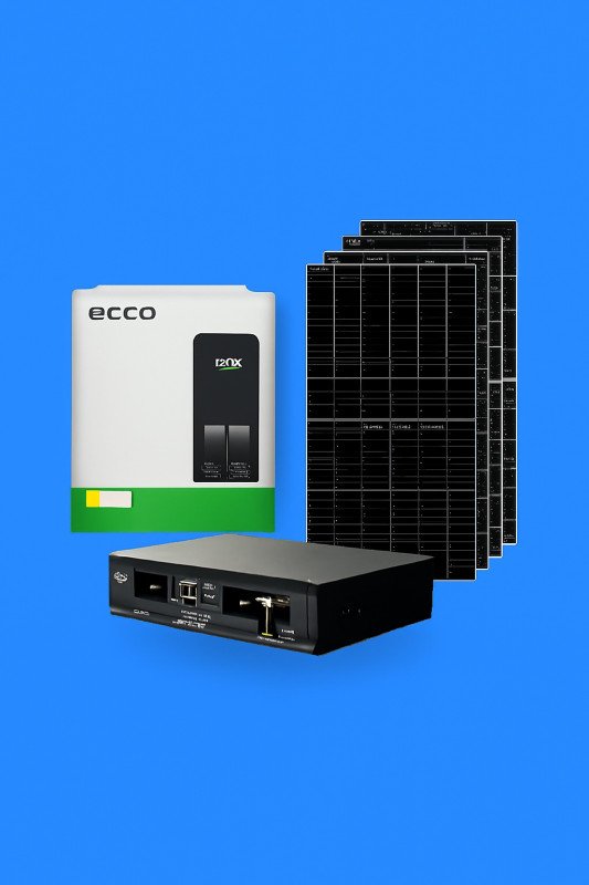 3.5KVA / 3500W Hybrid Inverter + 24V 100AH Lithium Battery by ECCO + 3x 460W Solar Panels