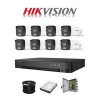 Hikvision 8ch 5MP Turbo HD kit - HD DVR - 8 x 3K 5MP Smart Hybrid Light Audio Camera - 1TB HDD - 100m Cable - 40m Night vision