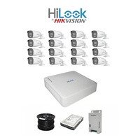 Colour Night vision - Hilook by Hikvision 16ch Turbo HD kit -16 x 1080p ColorVu cameras - 40m Full colour night vision - 1TB HDD - 100m Cable