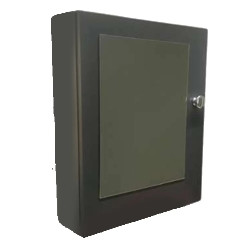 Black Rectangular Wall-Mount Lockable Metal Cabinet