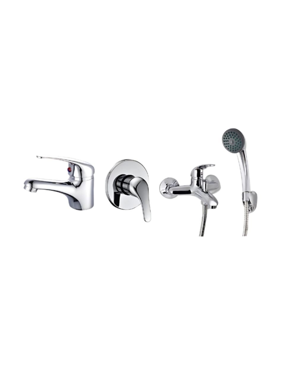BathRoom Mixer Set (Lever-Silver)