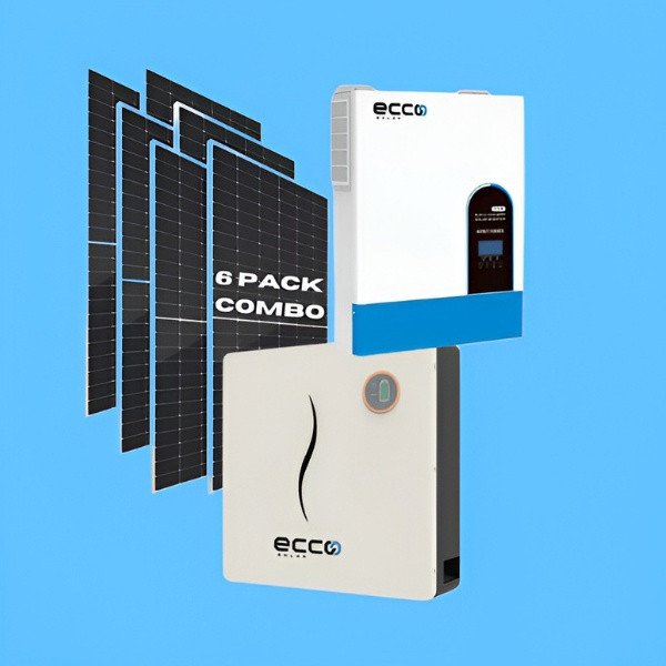 11KVA Ecco MPPT Hybrid Inverter 48V + 5.12kWh Ecco Lithium Battery 100AH + 6x 595W JA Mono Crystal Solar Panels Off Grid Solar Combo Kit
