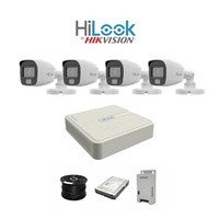 HiLook 2MP AUDIO Smart-Hybrid Light 4ch Turbo HD kit - DVR - 4 x HD1080P Hybrid Light Camera - 20M Night vision - 500GB HD - 100m Cable