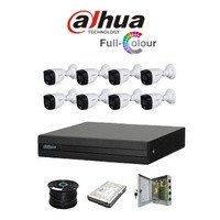 Dahua 8ch Full-Color HD Kit - HD DVR _ 8 x 1080p Full-Color cameras - 20m Full colour night vision - 1TB HDD - 100m Cable
