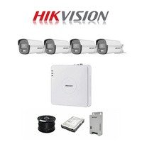Hikvision 4ch Turbo HD Kit - HD DVR _ 4 x 1080p ColorVu SMART HYBRID cameras - 40m Full colour night vision - 500GB HDD - 100m Cable