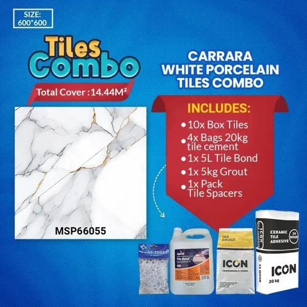 Carrara White Porcelain Tile Combo | MSP66055