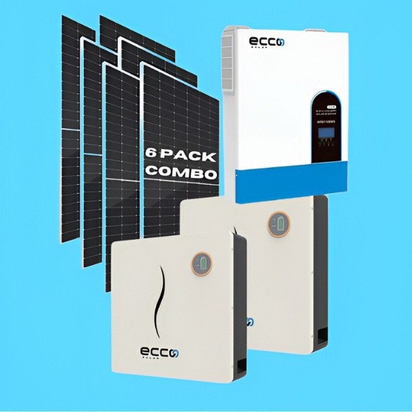 11KVA Ecco MPPT Hybrid Inverter 48V + 2x 5.12kWh Ecco Lithium Battery 100AH + 6x 595W JA Mono Crystal Solar Panels Off Grid Solar Combo Kit