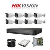 HikVision Acusense 8 Ch ColorVU HD Kit with Audio - HD DVR - 8 x HD1080P ColorVU Cameras - 40M Full Colour Night vision - 1TB HD - 100m Cable