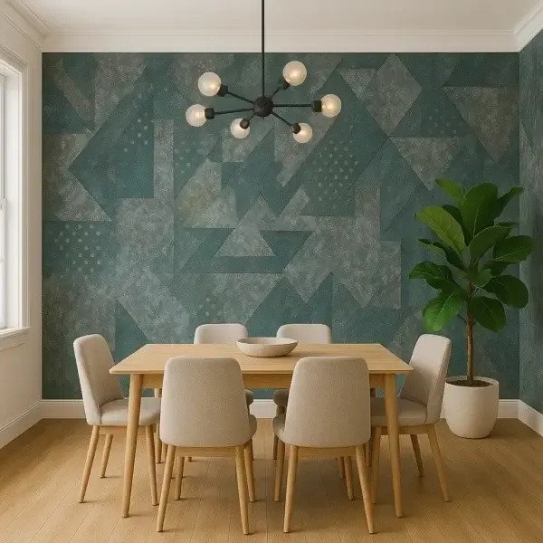 PVC Wallpaper – Modern Blue & Silver