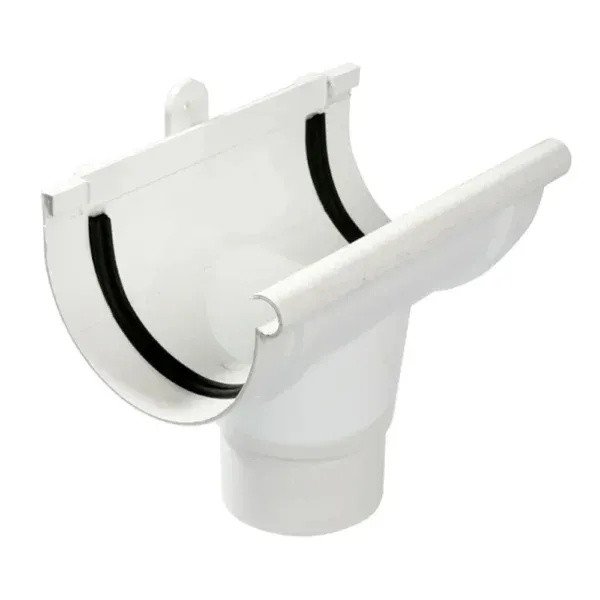 PVC Half-Round Gutter Outlet – White