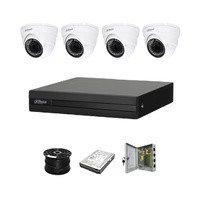 Dahua 4ch HDCVI kit - Pentra-Brid XVR - 4 x 1080P cameras - 20m Night vision - 500GB HDD - 100m cable | Indoor Domes