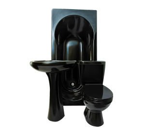 Black Ceramic Bathroom Set – 7-Piece