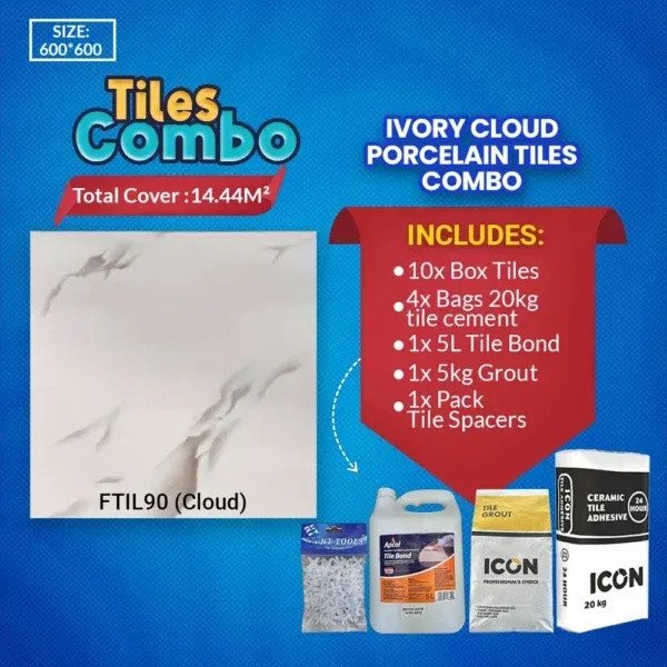 Ivory Cloud Porcelain Tiles Combo | FTIL90