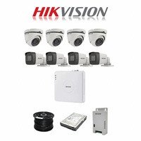 HikVision 8 Ch Turbo HD Kit - Embedded DVR - 4 x HD1080P Bullet Camera - 4 x HD1080P Dome cameras - 20M Night vision - 1TB HD - 100m Cable