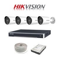 Hikvision 8ch IP ColorVu NVR kit - 8ch 4K NVR - 4 x 4MP IP ColorVu cameras - 2TB HDD -100m Cable - Colour Night Vision