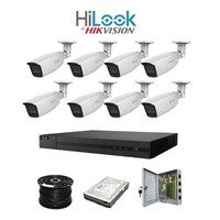 HiLook by HikVision 8 Ch Turbo HD Kit - Embedded DVR - 8 x Vari Focul HD1080P Camera - 40M Night vision - 1TB HD - 100m Cable