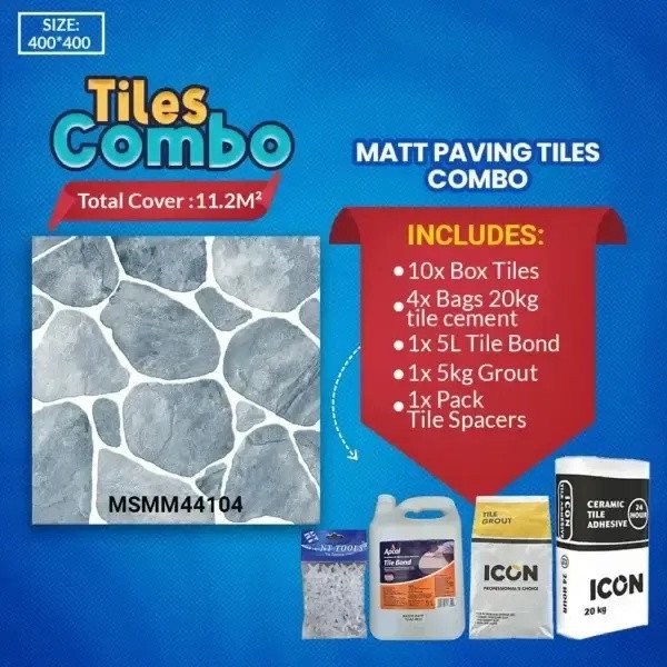Matt Floor Tile Combo-Grey & White-Ceramic-400x400mm | A-Grade