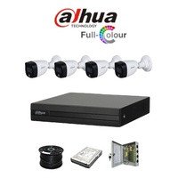 Dahua 4ch Full-Color HD Kit - HD DVR _ 4 x 1080p Full-Color cameras - 20m Full colour night vision - 500GB HDD - 100m Cable