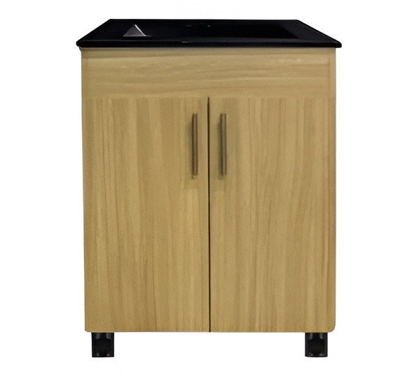 Oakwood Vanity Cabinet with Black Basin Top