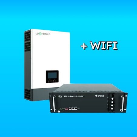 LUXPOWER 5KVA / 5000W Hybrid Inverter + 5.12kWh SHOTO Lithium Battery 48V Combo + WIFI