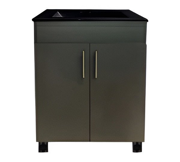 Modern Dark Grey Vanity Cabinet with Basin Top