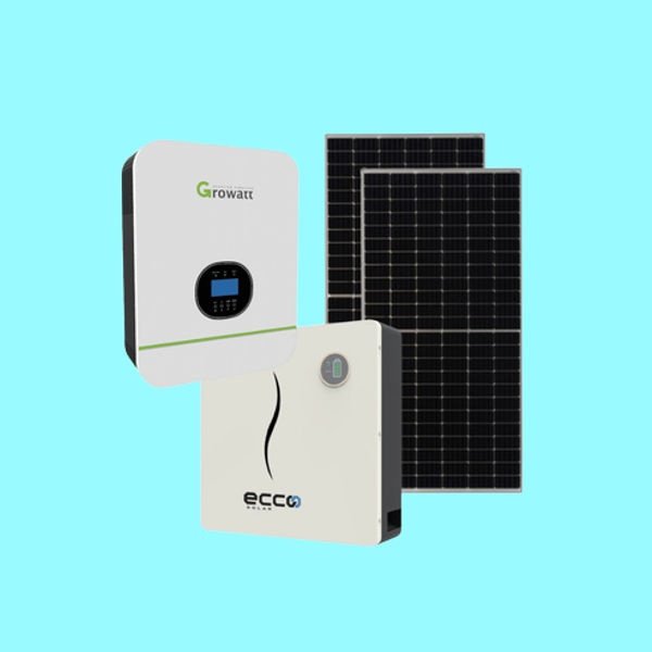 Growatt 3kVA Off-Grid Inverter + Ecco 2.56kWh LiFePO₄ Battery + 2x 460W Mono Crystal Solar Panels – Load-Shedding Backup Combo