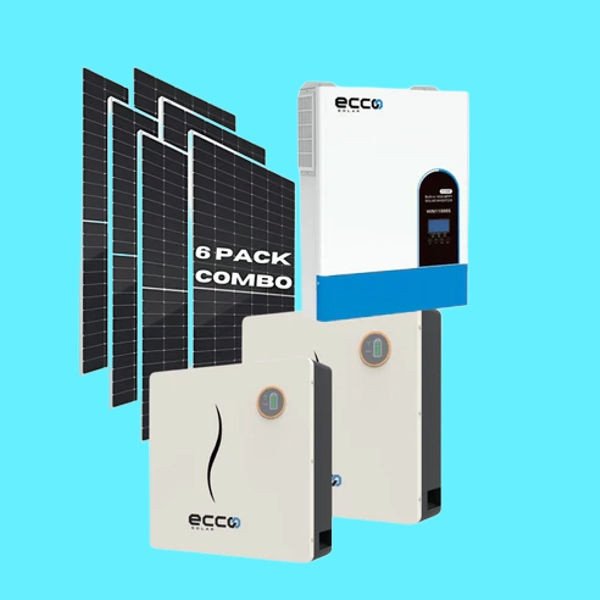 11KVA Ecco MPPT Hybrid Inverter 48V + 2x 5.12kWh Ecco Lithium Battery 100AH + 6x 595W JA Mono Crystal Solar Panels Off Grid Solar Combo Kit