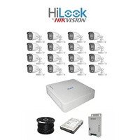 HiLook 16CH Turbo HD Smart-Hybrid Kit – 16×1080P Dual Light Cameras, 20m Night Vision, 1TB HDD & 100m Cable