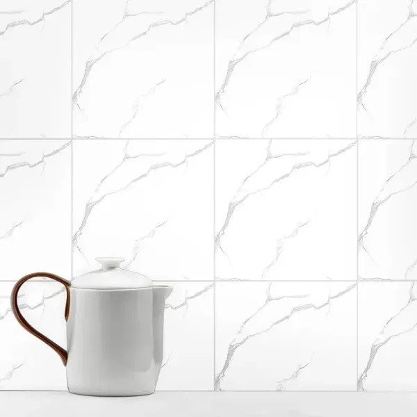 Carrara White Floor Tiles – Glossy Polished – Porcelain – 600x600mm – A Grade (MSP66045M)