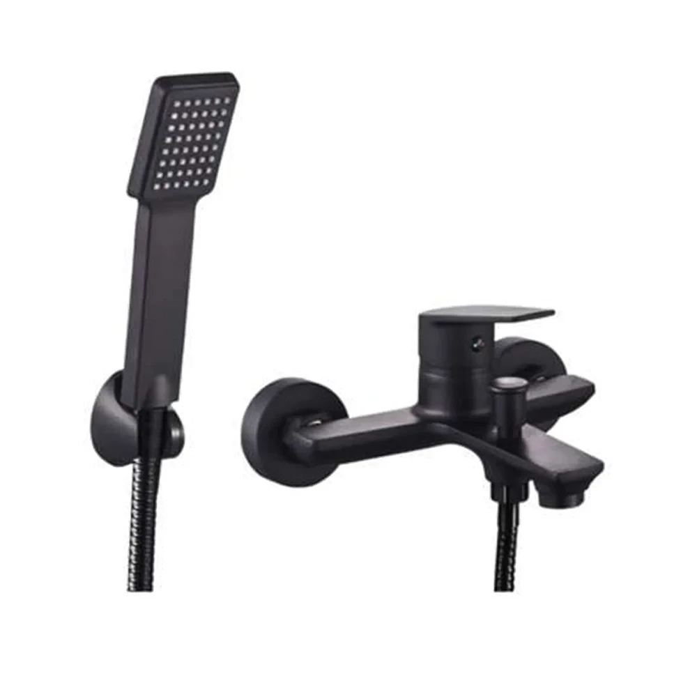 Matte Black Square Hand Shower Mixer Tap Set
