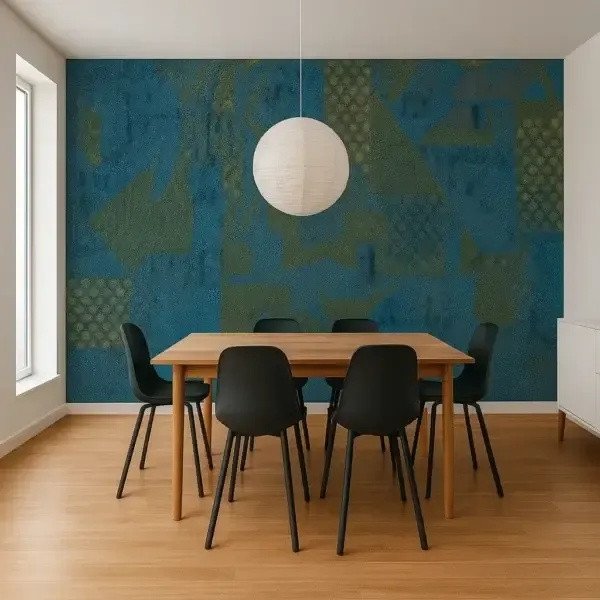 PVC Wallpaper – Elegant Blue & Gold