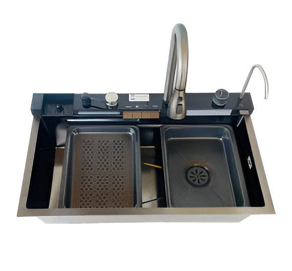 Smart Waterfall Workstation Kitchen Sink – Piano Key Digital Sink