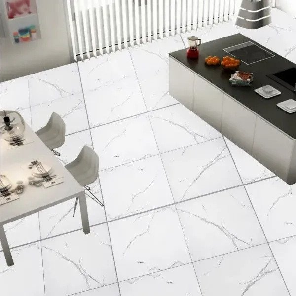 Carrara White Floor Tiles – Glossy Polished – Porcelain – 600X600mm – A Grade (86009)
