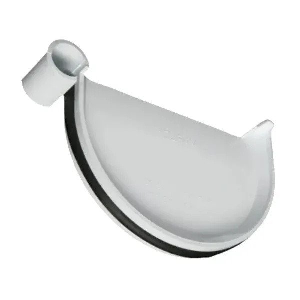 PVC Half-Round Gutter Stop End – White