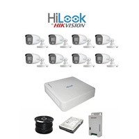 HiLook 2MP AUDIO Smart-Hybrid Light 8ch Turbo HD kit - DVR - 8 x HD1080P Hybrid Light Camera - 20M Night vision - 500GB HD - 100m Cable