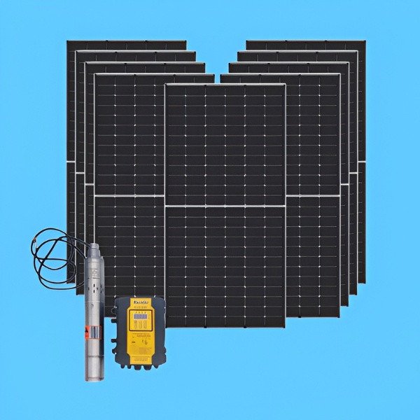 HZ Solar AC/DC Submersible Pump 220m + 9x Jinko 555W Tier 1 Solar Panels – 6.8m³/h / 220m Head / Off-Grid Water Solution