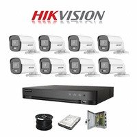 NEW! Hikvision 8 Channel 3K 5MP 20M ColorVu Kit | 8x 5MP SMART HYBRID Colorvu Cameras | 1TB HDD | 100m RG59