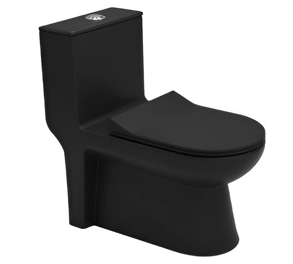 Matt Black Modern One-Piece Toilet | Soft-Close Seat | Premium Ceramic Design