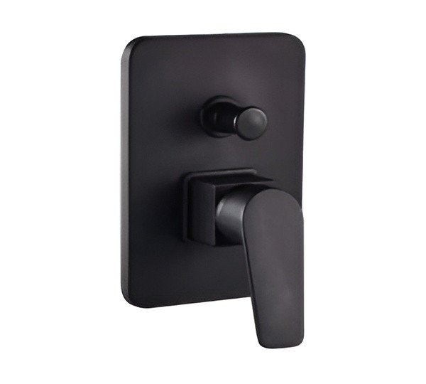 Matte Black Wall-Mounted Shower Mixer Diverter
