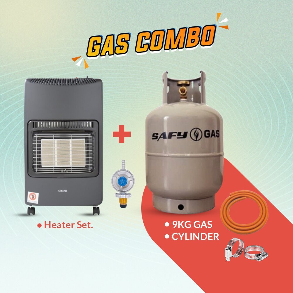 9kg Gas, Cylinder and Heater Set Combo