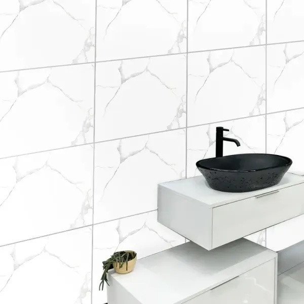 Carrara White Floor Tiles – Glossy Polished Porcelain – 600X600mm – | A-Grade | Msp66048m