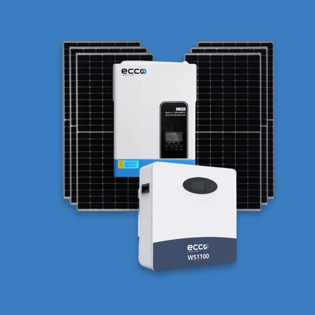 11KVA / 11000W Ecco MPPT Hybrid Inverter Pure Sine Wave + 1x 5.12kWh Ecco Lithium Battery (Wall Mount) + 6x 545W Mono-Crystalline Solar Panels