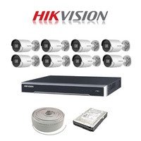 Hikvision 4MP IP camera kit - 8ch 4K NVR - 8 x 4MP IP AcuSense cameras - 2TB HDD - 100M cable - 40M Night vision